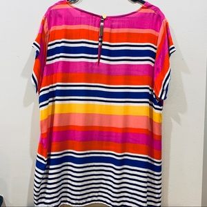 Lucy & Laurel Striped Shirt Sleeve Blouse 2X